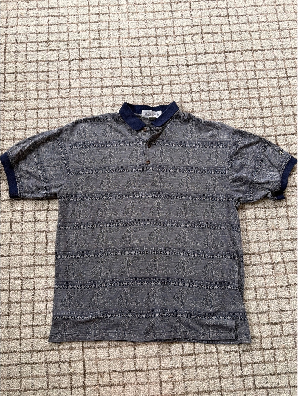 Vintage Grand Slam Men's Polo Size L Blue Preppy Academia Outdoors 90s retro